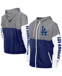 New Era Men's Royal/Gray Los Angeles Dodgers Color Block Full-Zip Hoodie Windbreaker Jacket