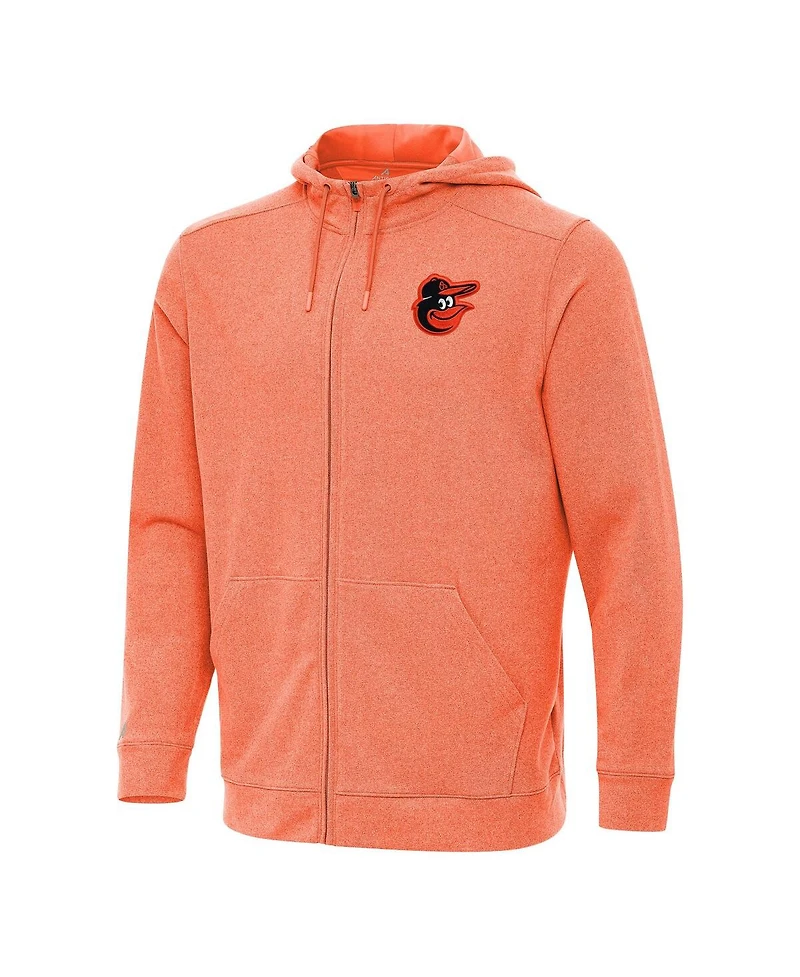 Antigua Men's Heather Orange Baltimore Orioles Effortless Full-Zip Hooded Jacket