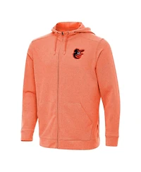 Antigua Men's Heather Orange Baltimore Orioles Effortless Full-Zip Hooded Jacket