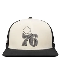Pro Standard Men's Cream/Black Philadelphia 76ers French Terry Snapback Hat