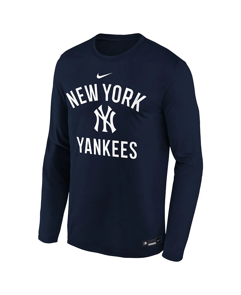 Nike Big Boys and Girls Navy New York Yankees Authentic Collection Legend Performance Long Sleeve T-Shirt