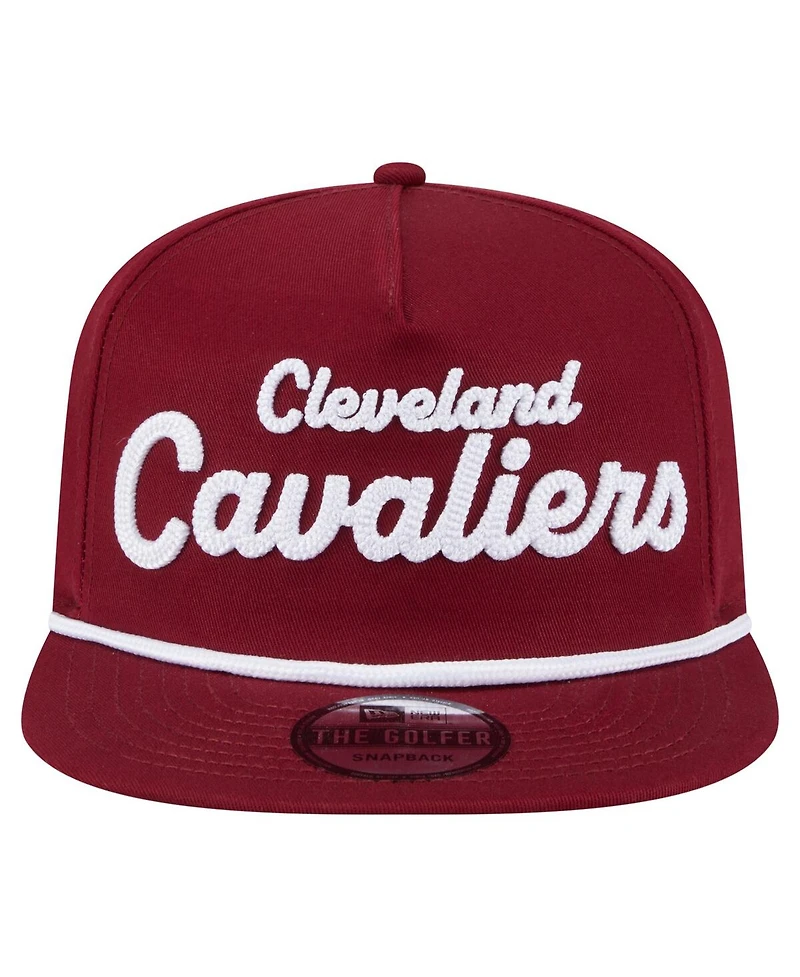 New Era Men's Wine Cleveland Cavaliers Team Text Golfer Snapback Hat