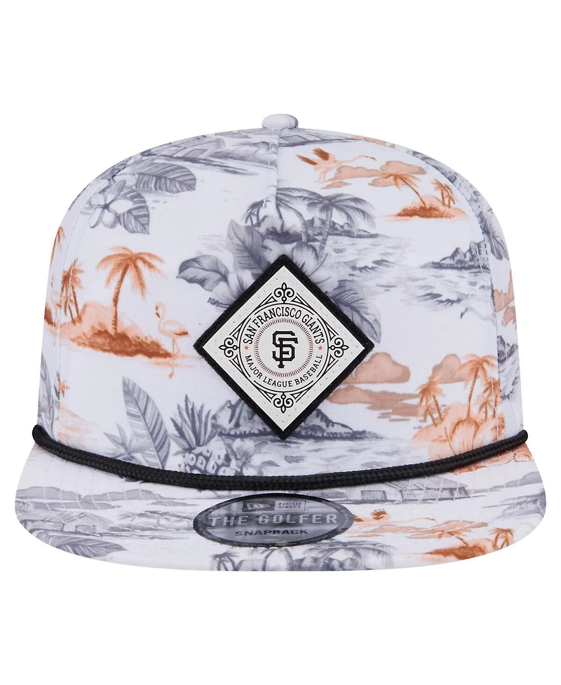 New Era Men's White San Francisco Giants Printed Island Golfer Snapback Hat