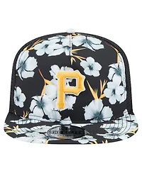 New Era Men's Black Pittsburgh Pirates Adventure Pattern Golfer Trucker Snapback Hat