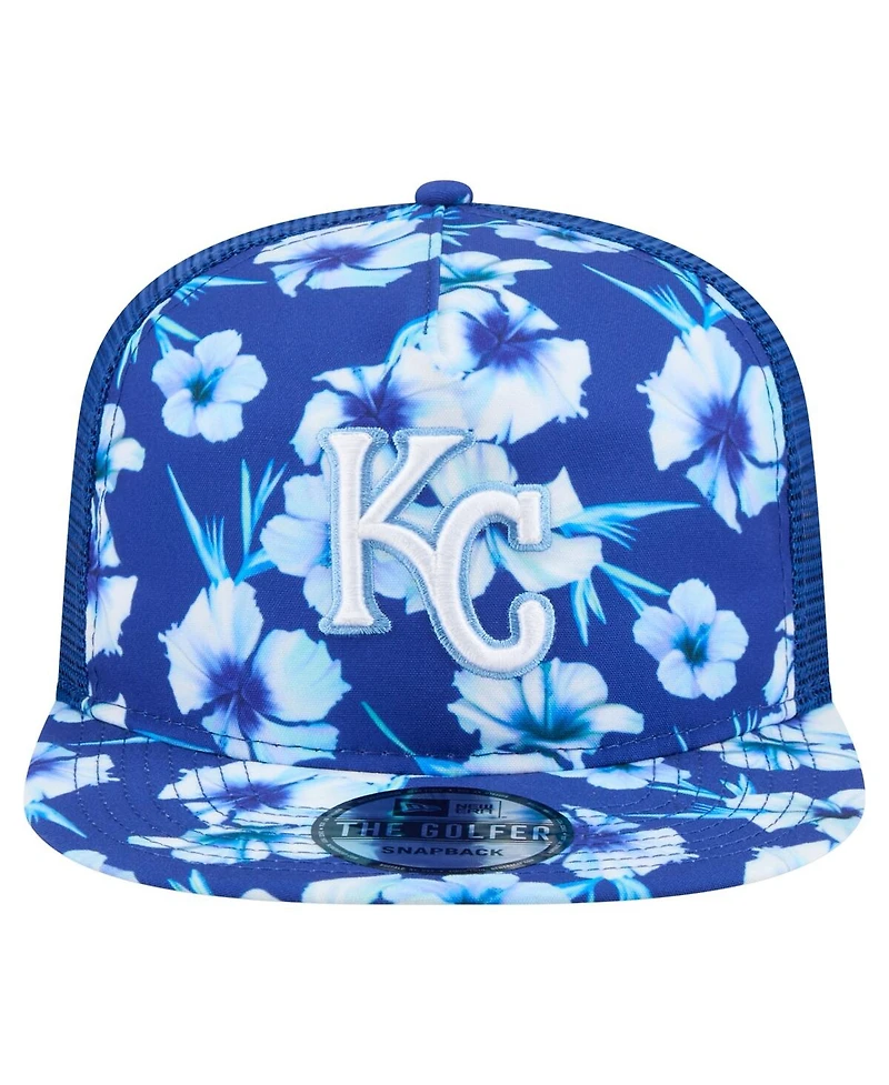 New Era Men's Royal Kansas City Royals Adventure Pattern Golfer Trucker Snapback Hat