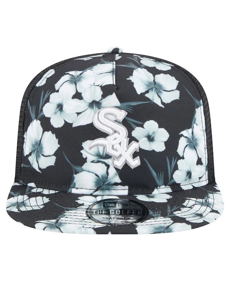 New Era Men's Black Chicago White Sox Adventure Pattern Golfer Trucker Snapback Hat