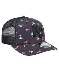 New Era Men's Black Kansas City Royals Adventure Drinks Pattern 9SEVENTY Stretch-Snap Hat