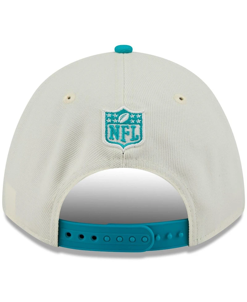 New Era Men's Cream/Aqua Miami Dolphins 2025 Nfl Draft 9FORTY A-Frame M-Crown Adjustable Hat