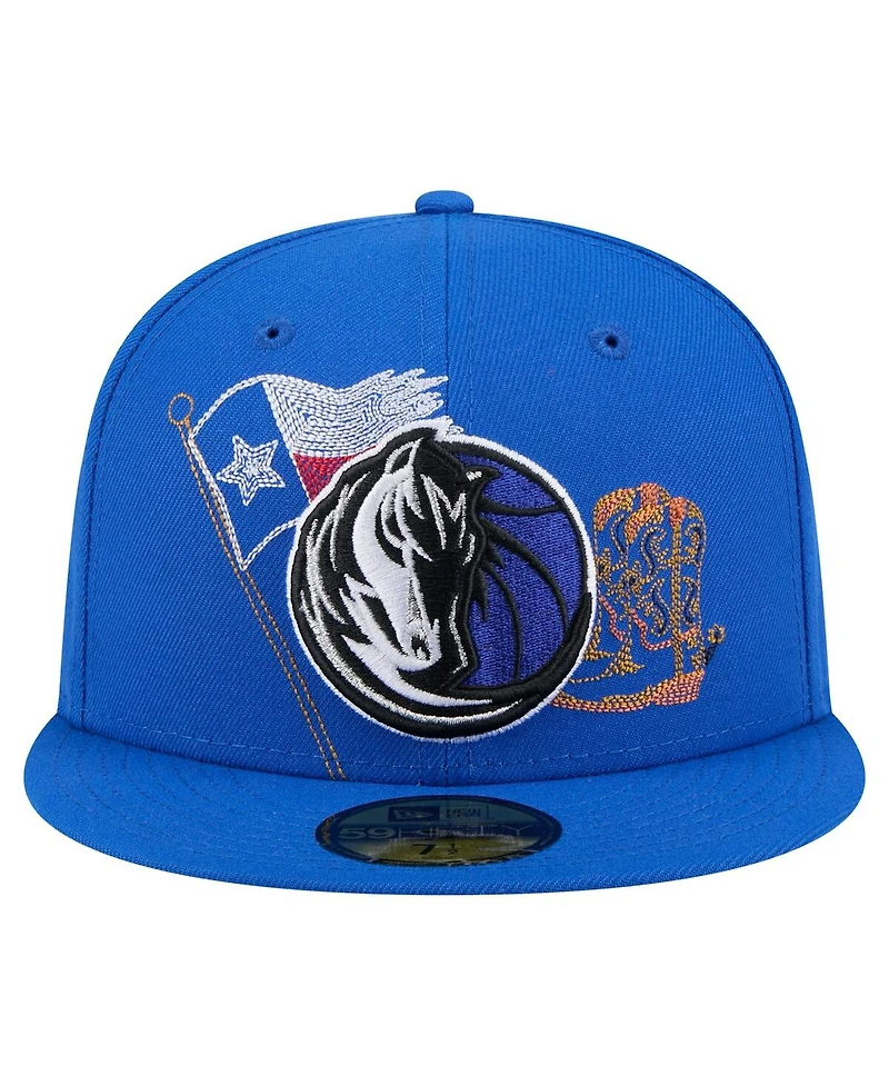 New Era Men's Blue Dallas Mavericks State Stitch 59FIFTY Fitted Hat