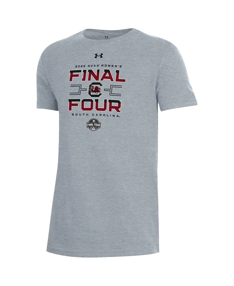 Under Armour Big Boys and Girls Gray South Carolina Gamecocks 2025 Ncaa Women's Basketball Tournament March Madness Final Four Locker Room T-Shirt