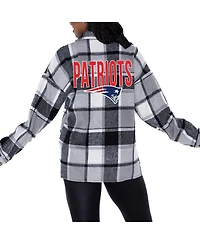 Gameday Couture Women's Gray New England Patriots Fieldside Fun Plaid Button-Up Overshirt