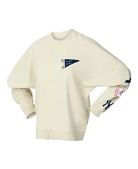 Fanatics Women's Tan New York Yankees Pennant Flag Branded Fleece Pullover Sweatshirt