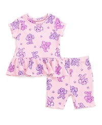 Paw Patrol Toddler Girls Skye Ribbed Peplum T-Shirt and Shorts Outfit Set