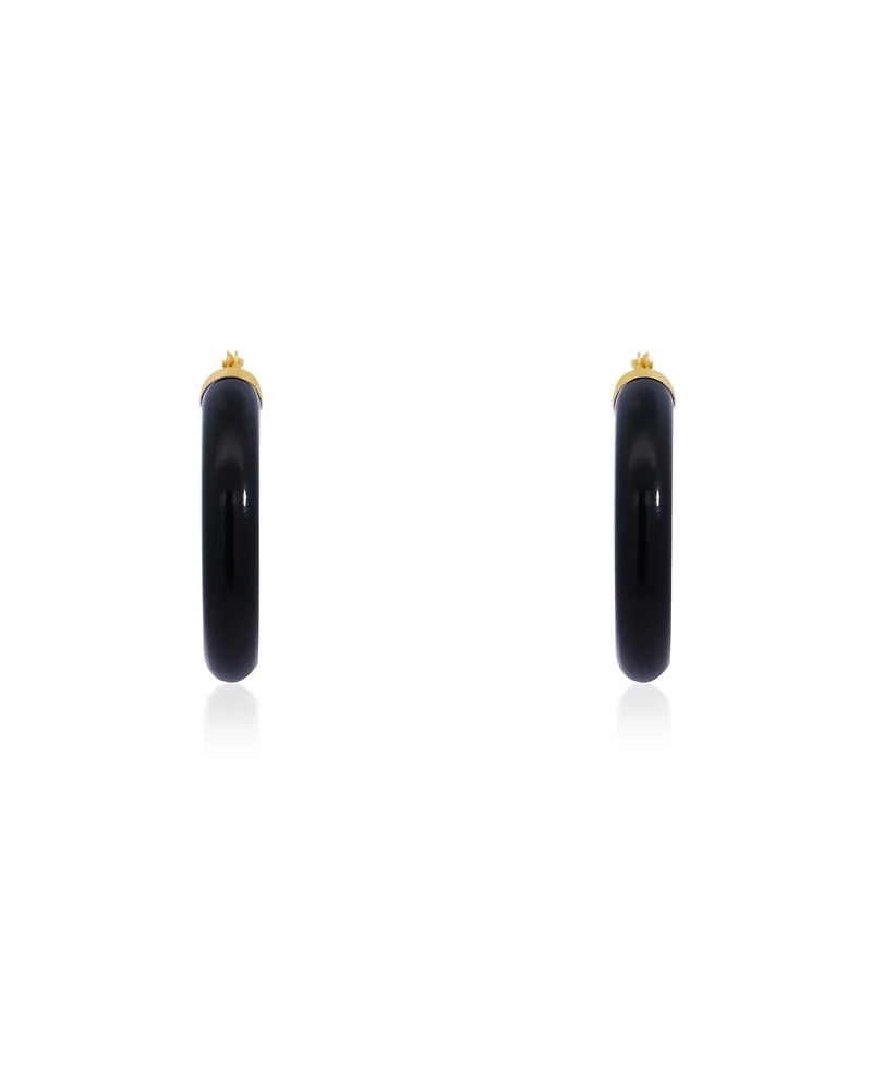 The Lovery Onyx Hoop Earrings 25 millimeters