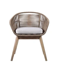 Outdoor Solid Wood Dining Chair with Cushion Perfect for Patio & Garden