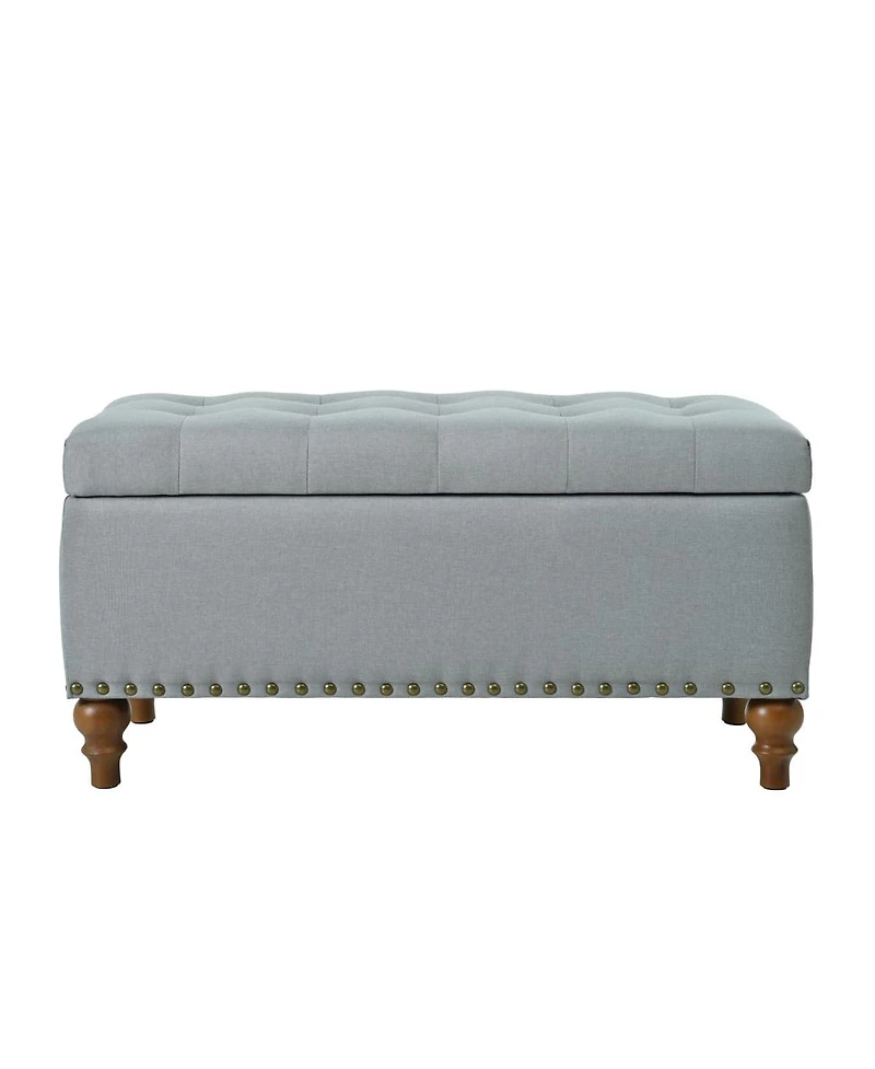 Tufted Upholstered Storage Ottoman Bench with Nailhead Trim and Hinged Lid for Bedroom Living Room Entryway Multi Purpose Use-The Pop Home
