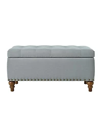 Tufted Upholstered Storage Ottoman Bench with Nailhead Trim and Hinged Lid for Bedroom Living Room Entryway Multi Purpose Use-The Pop Home