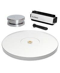 Fluance Vinyl Turntable and Record Accessory Kit With Record And Stylus Anti-Static Carbon Fiber Brushes, Frosted Acrylic Platter and Record Weight (V