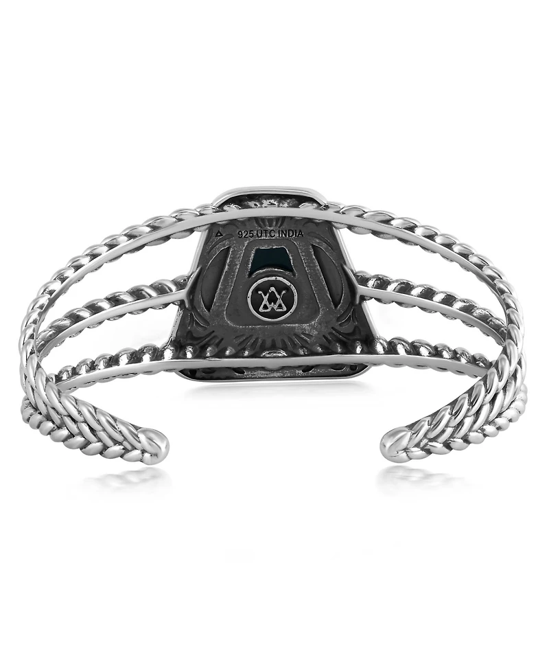 Sterling Silver Black Onyx Trapezoid Cuff Bracelet, Large