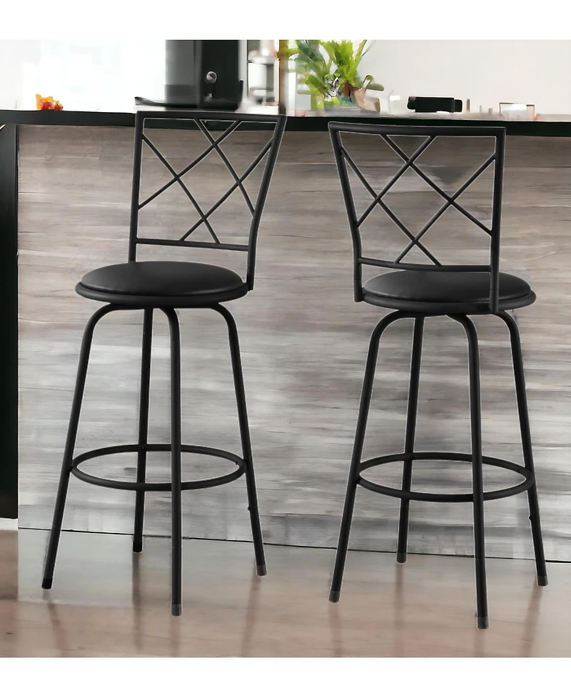 2 Piece Metal Bar Chair Set for Indoor or Outdoor Seating
