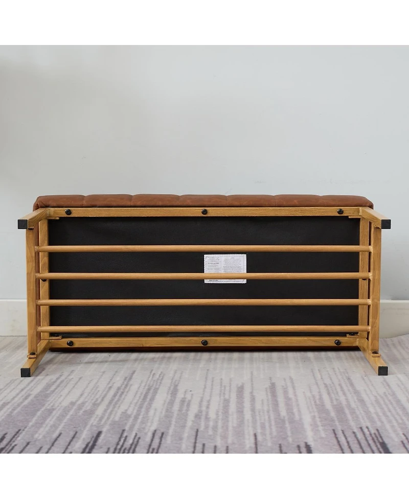 Modern Upholstered End of Bed Bench with Storage Shelf and Metal Legs Tufted Shoe Bench for Bedroom Entryway Living Room or Hallway Seating-The Pop Ho