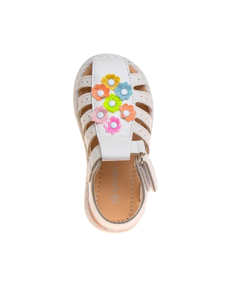 Laura Ashley Toddler Girls Flower Detail Closed Toe Sandals