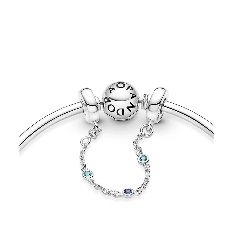 Pandora Triple Blue Stone Safety Chain Charms
