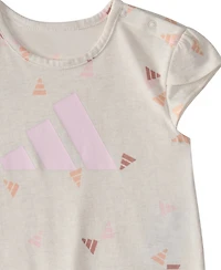adidas Baby Girls Short Sleeve Printed Heather Shortie Romper