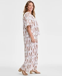 Vince Camuto Plus Printed Gathered Wide-Leg Pants