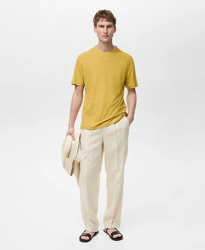 Mango Men's Linen Slim-Fit T-Shirt