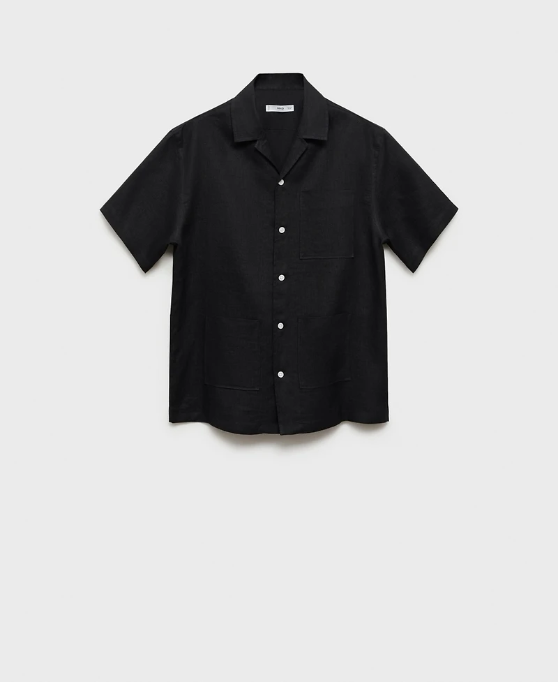 Mango Men's Linen Short Sleeve Shirt