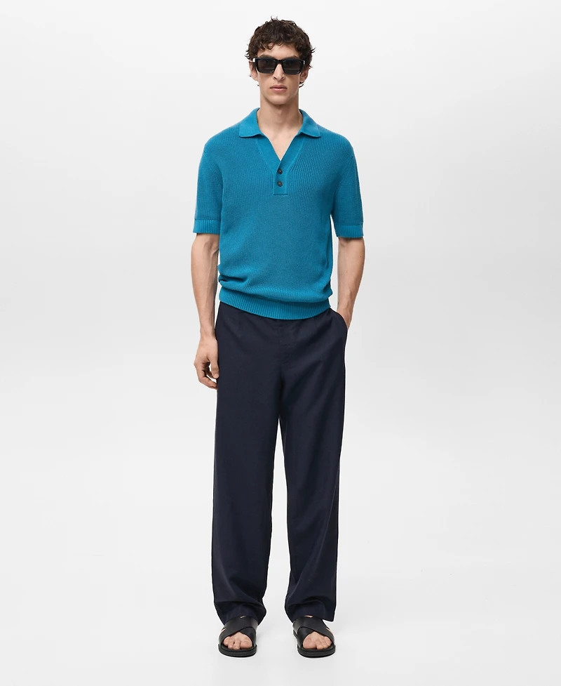Mango Men's Regular-Fit Linen-Blend Pants