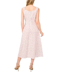 CeCe Women's Ruched Strap Square Neck Midi Dress