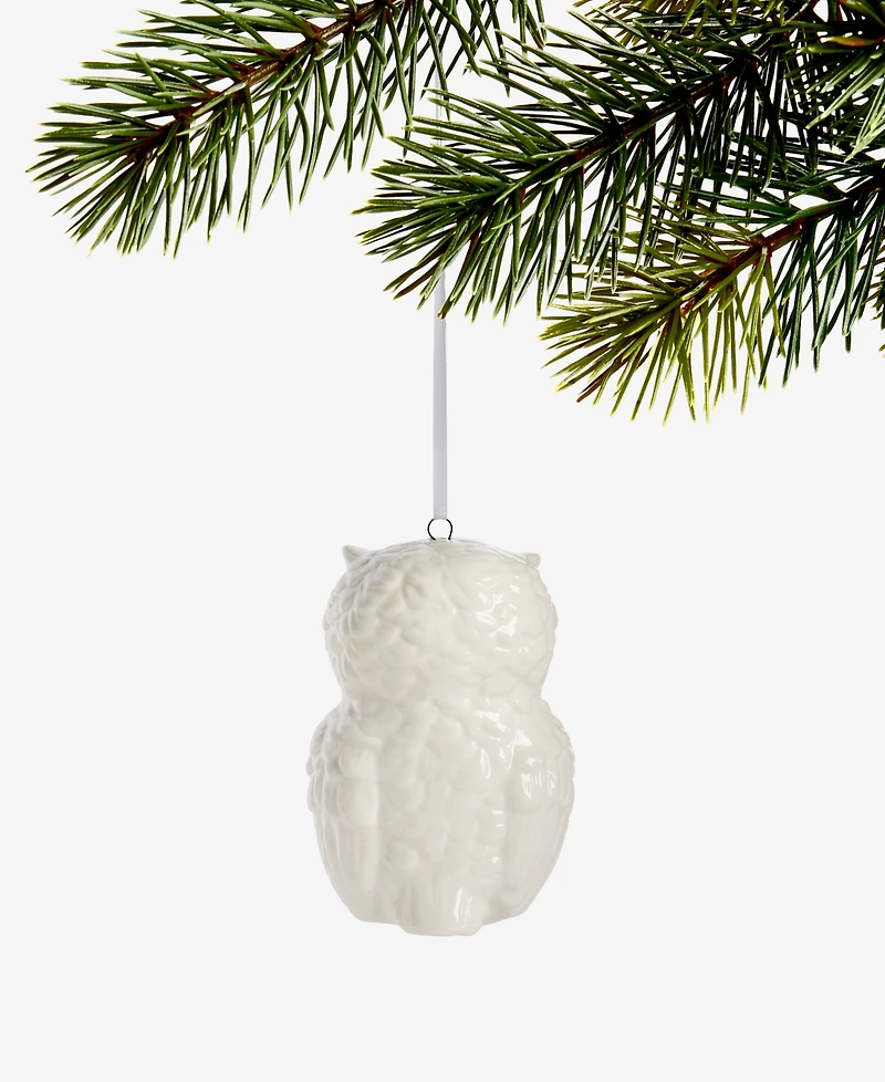 Holiday Lane Nordic Wonderland Ceramic Owl Ornament, Macy's Exclusive