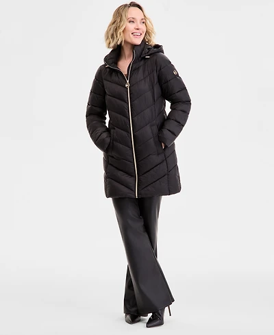 Michael Kors Petite Hooded Packable Puffer Coat, Exclusively at Macy's