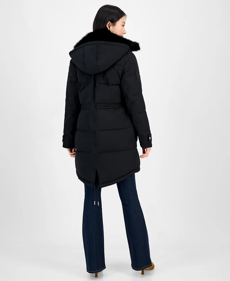 Michael Kors Women's Faux-Fur-Trim Hooded Puffer Coat