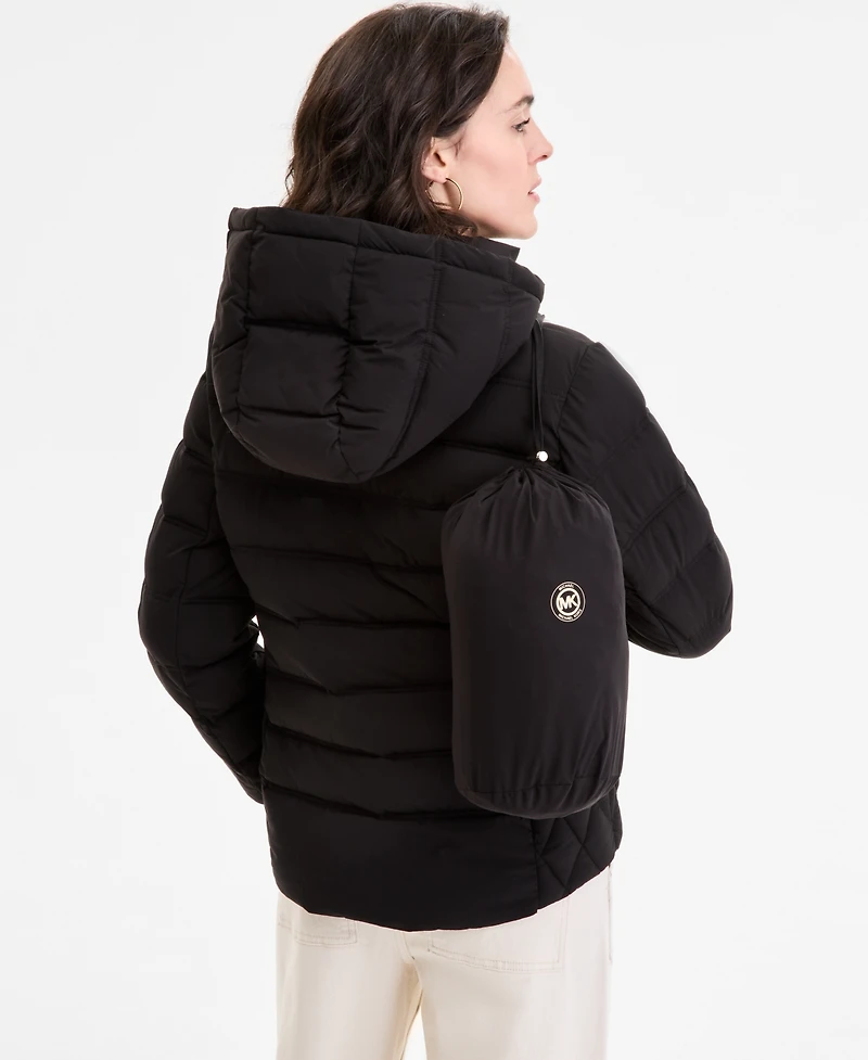 Michael Kors Petite Hooded Packable Puffer Coat, Exclusively at Macy's