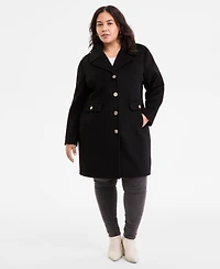 Michael Kors Plus Collared Button-Front Coat, Exclusively at Macy's