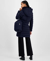 Michael Kors Petite Faux-Fur-Collar Hooded Packable Puffer Coat