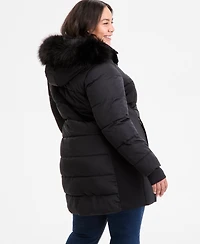 Michael Kors Plus Faux-Fur-Trim Hooded Puffer Coat, Exclusively at Macy's
