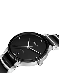 Rado Women's Swiss Centrix Diamond Accent Black Ceramic & Stainless Steel Bracelet Watch 35mm