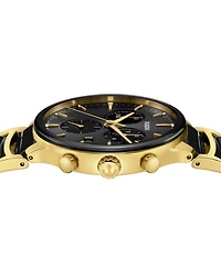 Rado Unisex Swiss Chronograph Centrix Black Ceramic & Gold Pvd Stainless Steel Bracelet Watch 41mm
