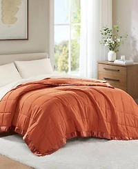 Madison Park Windom Lightweight Down Alternative Satin Trim Blanket
