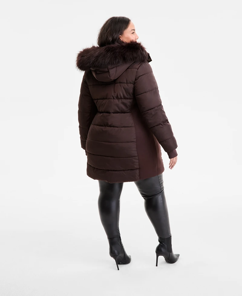 Michael Kors Plus Faux-Fur-Trim Hooded Puffer Coat, Exclusively at Macy's