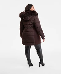 Michael Kors Plus Faux-Fur-Trim Hooded Puffer Coat, Exclusively at Macy's