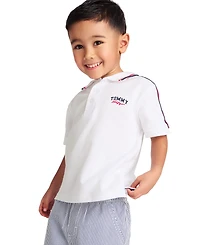 Tommy Hilfiger Toddler Boys 2-Piece Signature Polo Shirt and Yarn-Dyed Stripe Oxford Shorts Sets