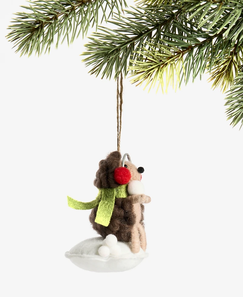 Holiday Lane Tiny Tidings Wool Hedgehog Ornament, Macy's Exclusive