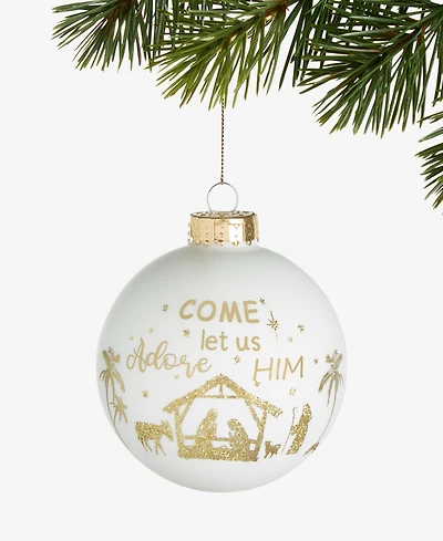 Holiday Lane Blessed White And Gold Nativity Ball Ornament, Macy's Exclusive