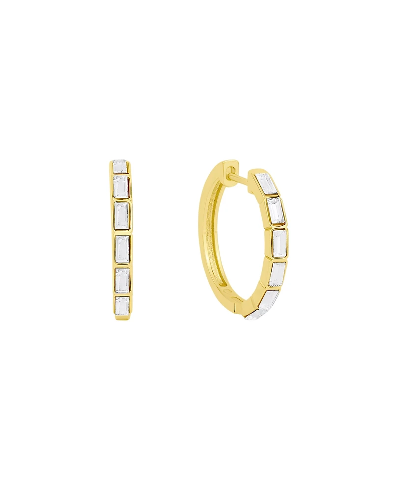 And Now This Crystal Baguette Hinged Hoop Earrings