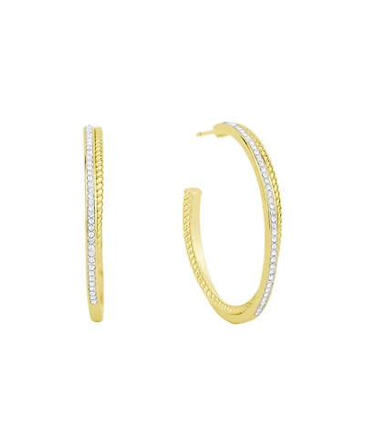 And Now This Crystal Twisted Rope C Hoop Earrings